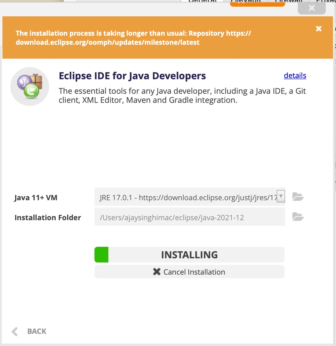Eclipse IDE Slow To Install MacOS
