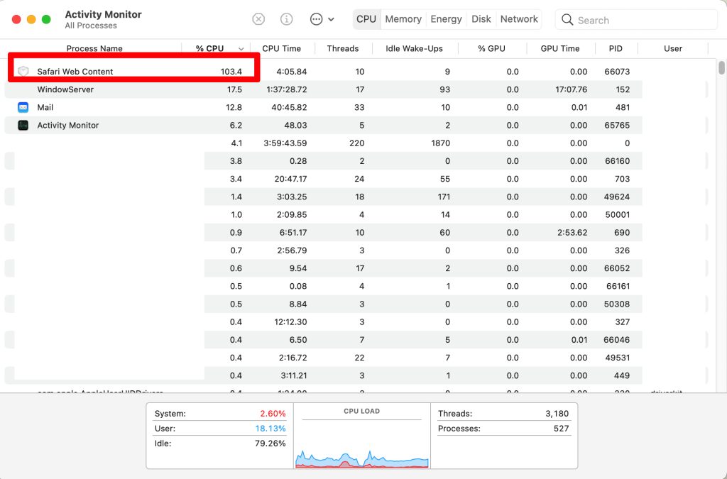 safari web content high memory usage